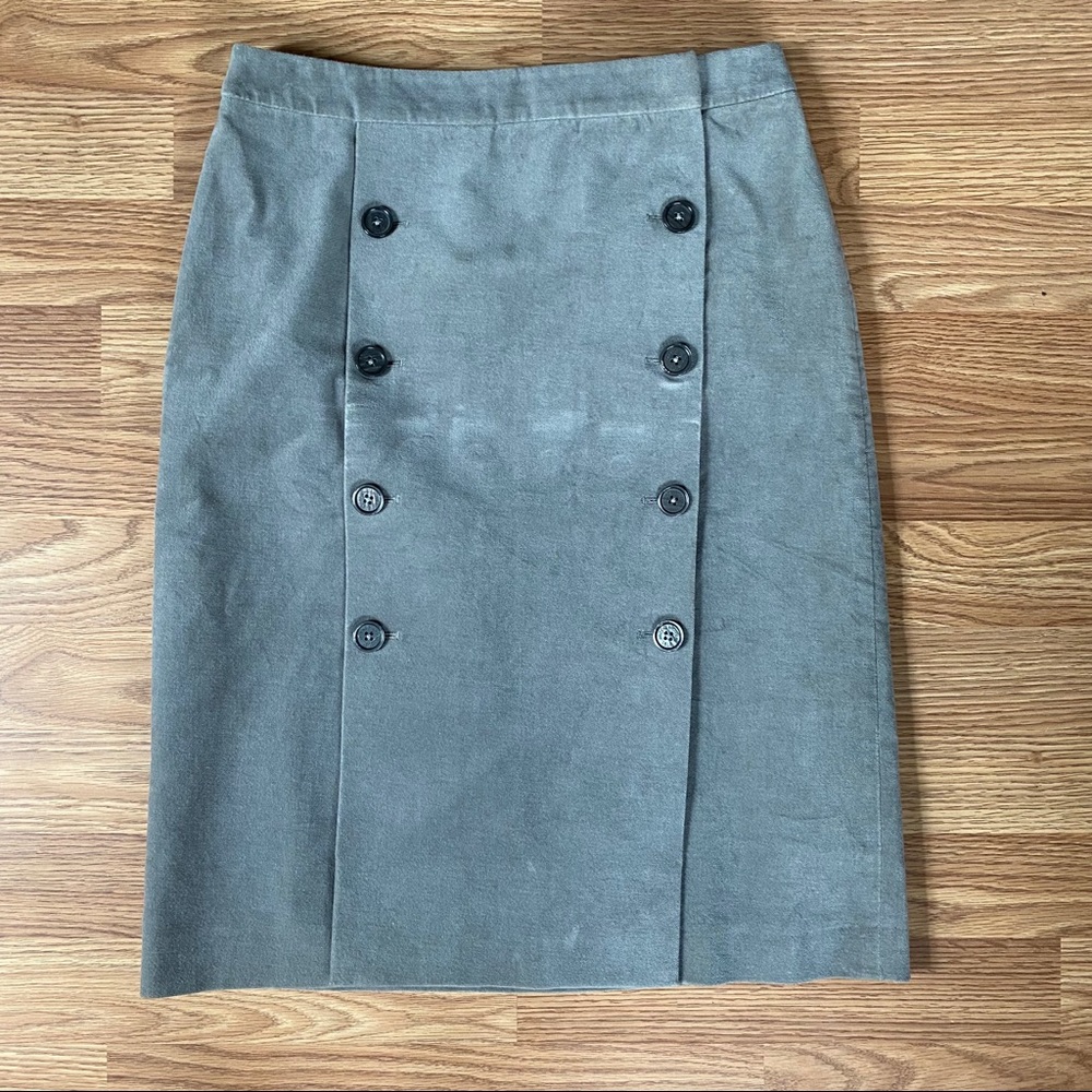 Brooks Brothers 346 Velvet Gray Button Front Skirt